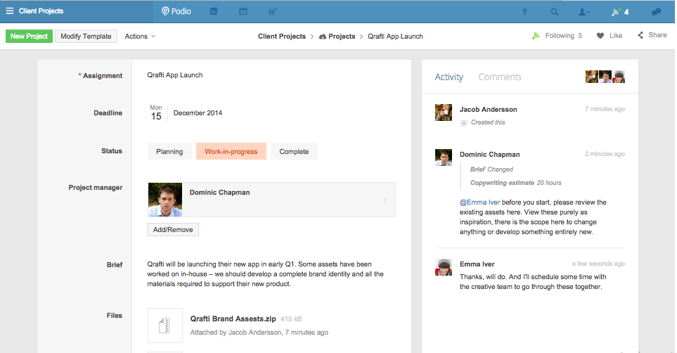 Podio project management tool