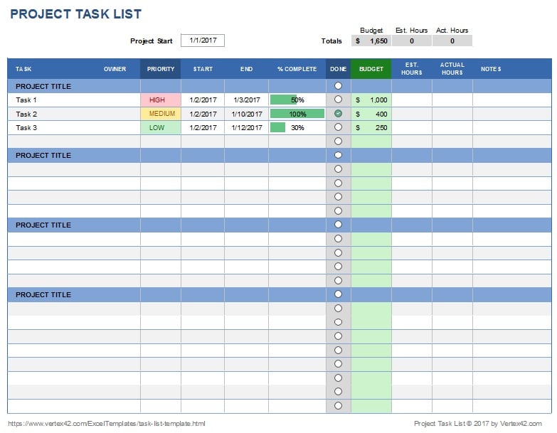 To-Do List Template for Managing Projects